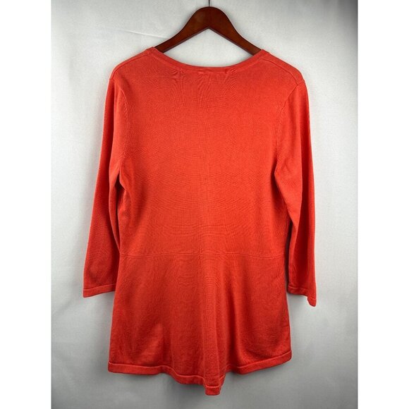 Isaac Mizrahi Live! Womens Coral Cardigan Sweater Medium 3/4 Sleeve Cotton/Rayon - Picture 3 of 5